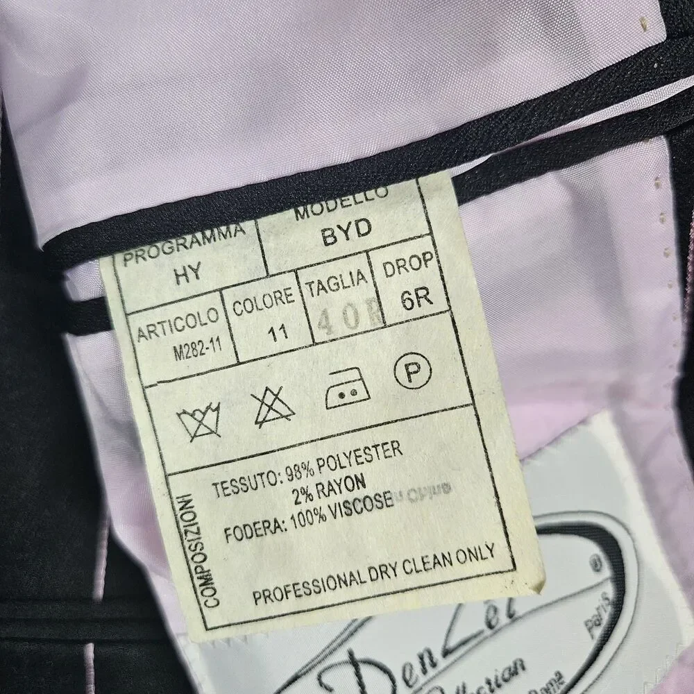 Den Zel Collection Men's Black Pink Pinstripe Lined Suit With Vest 40R Zoot